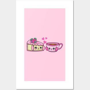 All i need is cake and coffee, Kawaii cake and coffee cartoon. Posters and Art